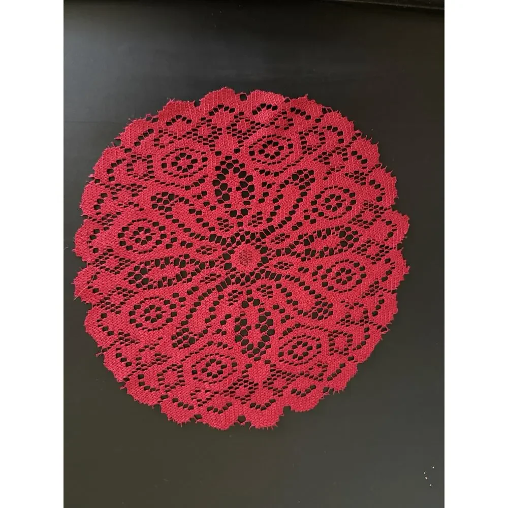 Vintage Red Lace Doily Bundle Set of 3 Holiday Christmas Valentine Table Decor